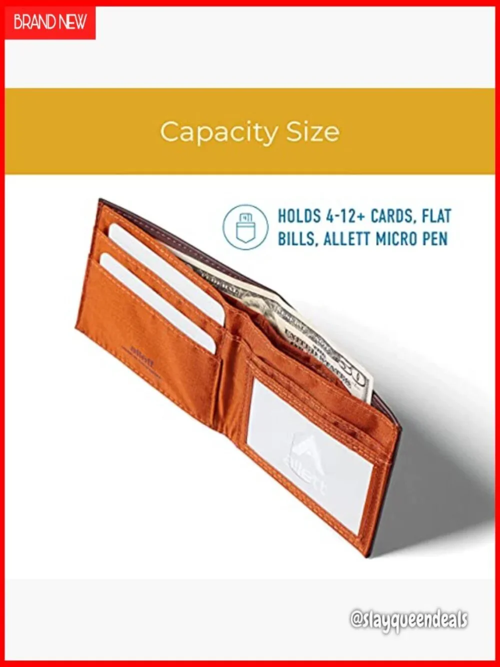 Slim RFID Blocking Leather Bifold Wallet, Water Resistant, Holds 4-12+ Cards